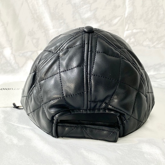 STAND STUDIO Black Faux Leather Quilted Cap - Picture 8 of 16